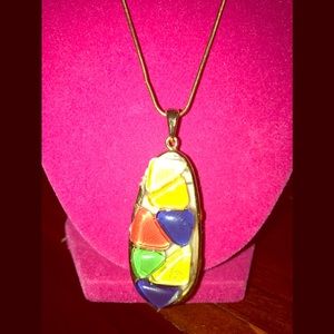 Reversible Multicolored 12” Pendant Necklace